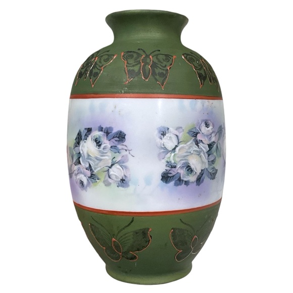 Royal Bayreuth Bavaria Butterfly and Rose 5.5” Bud Vase Flower Vase - Picture 4 of 9